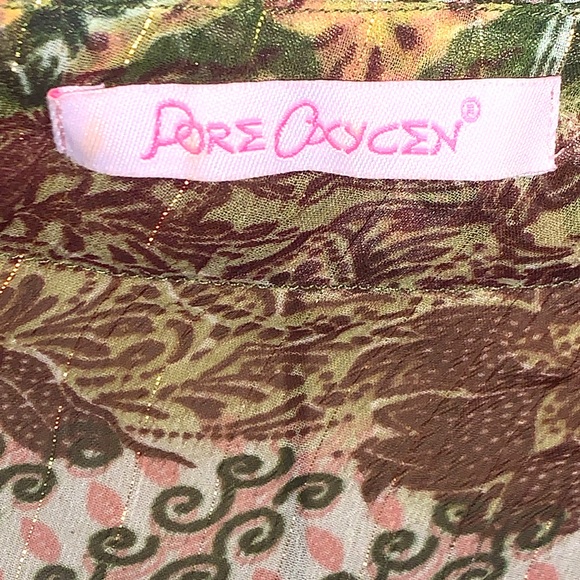 Pore Oxygen Women's Embroidered Blouse Green Multi- Small - Picture 3 of 9